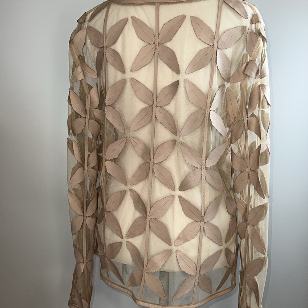 🌟VINTAGE NWOT BAGATELLE LEATHER NEW LEAF MESH JACKET IN ECRU SIZE L - Picture 11 of 16
